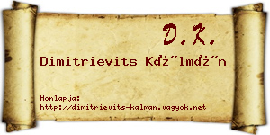 Dimitrievits Kálmán névjegykártya