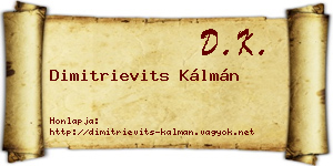Dimitrievits Kálmán névjegykártya